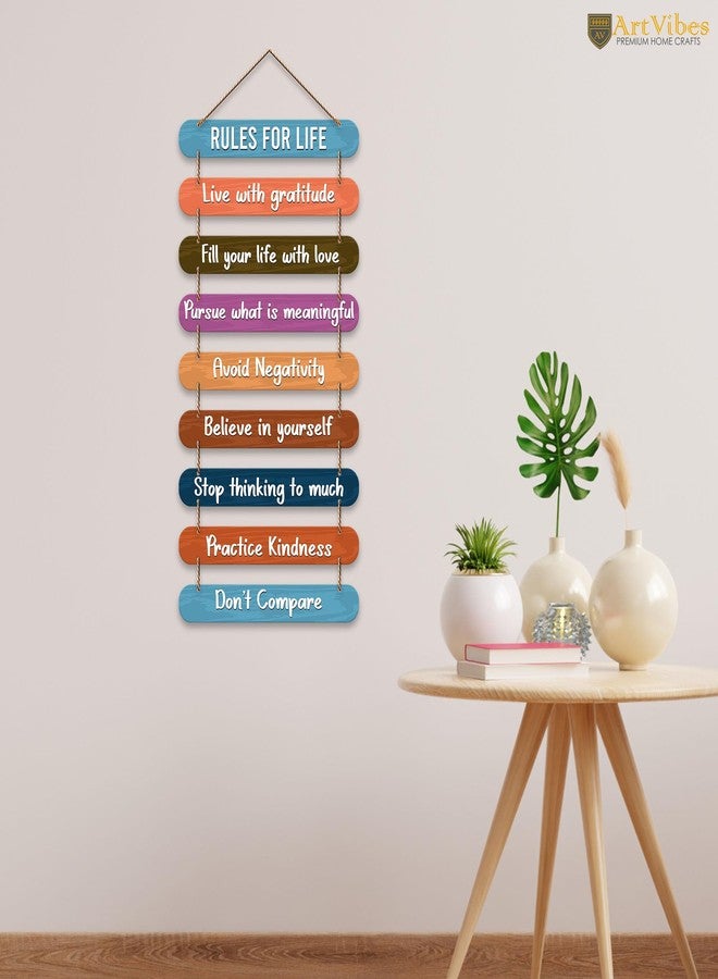 Artvibes Rules for Life Quotes Printed Mdf Wooden Wall Hanging | Living Room | Office | Home Decor Items | Gifts | Wall Art For Hall | Modern Wall Decorative Accessories for Home Decoration (WH_9310N) - Image 2