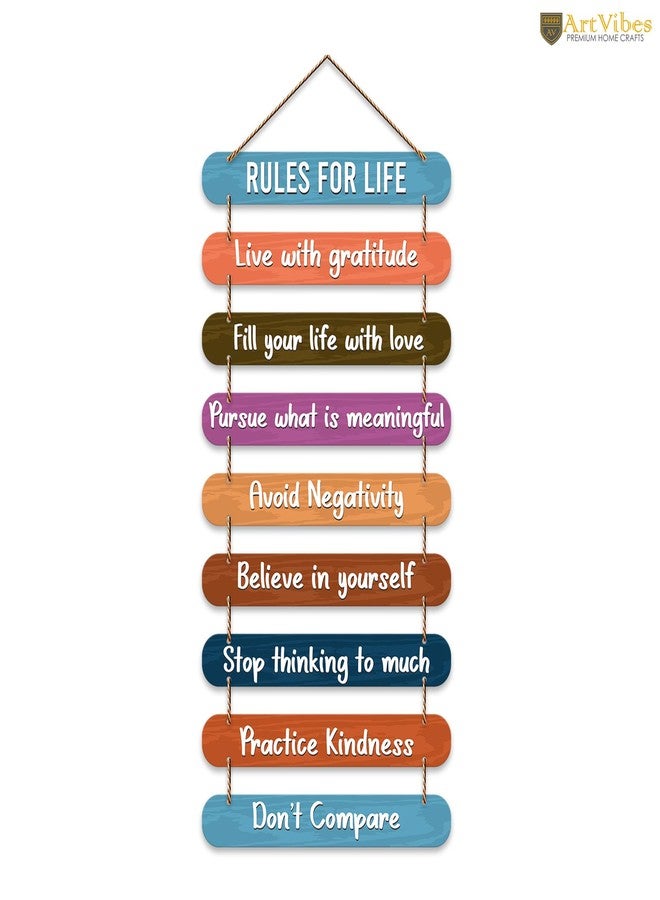 Artvibes Rules for Life Quotes Printed Mdf Wooden Wall Hanging | Living Room | Office | Home Decor Items | Gifts | Wall Art For Hall | Modern Wall Decorative Accessories for Home Decoration (WH_9310N) - Image 4