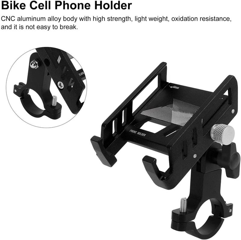 VGEBY Cell Phone Holder, Aluminum 360° Rotation Handlebar Phone Mount Stand for Mountain Motorcycle(Black) - Image 3