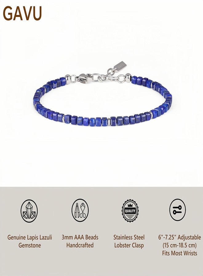 GAVU Lapis Lazuli Bracelet for Women, Crystal Beads Birthstone Bracelet for Women 3mm - Image 3