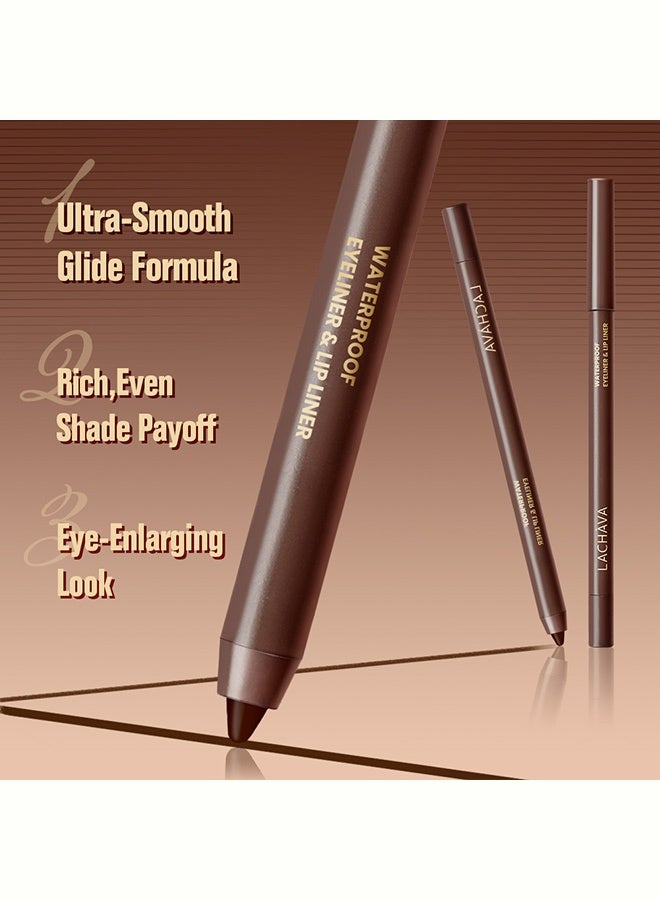 LACHAVA Waterproof eyeliner and lip liner pen, smooth formula dual-purpose makeup brush, long-lasting and anti-fading for both eyes and lips, 04 deep cherry - Image 5