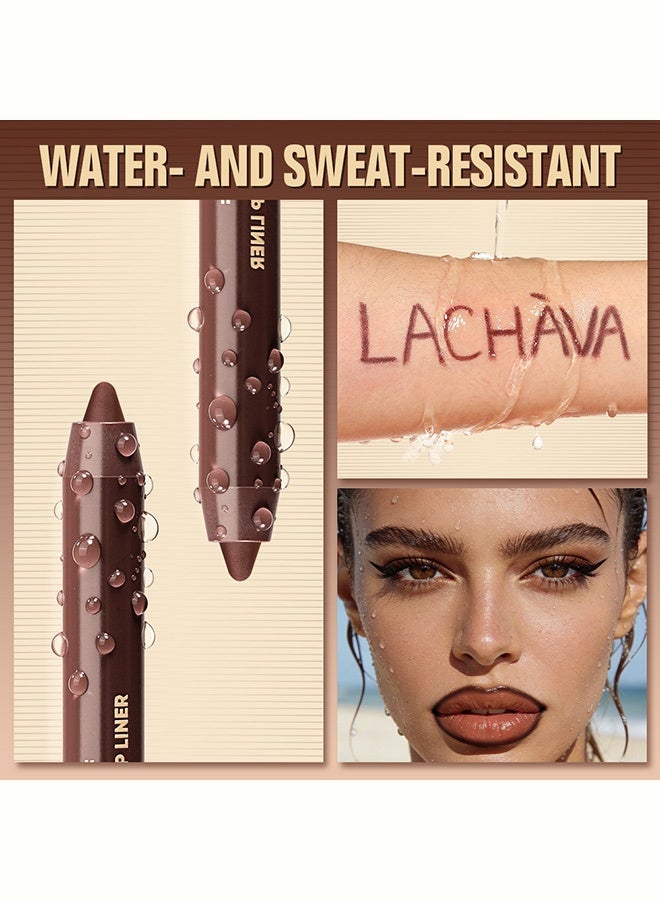 LACHAVA Waterproof eyeliner and lip liner pen, smooth formula dual-purpose makeup brush, long-lasting and anti-fading for both eyes and lips, 04 deep cherry - Image 4