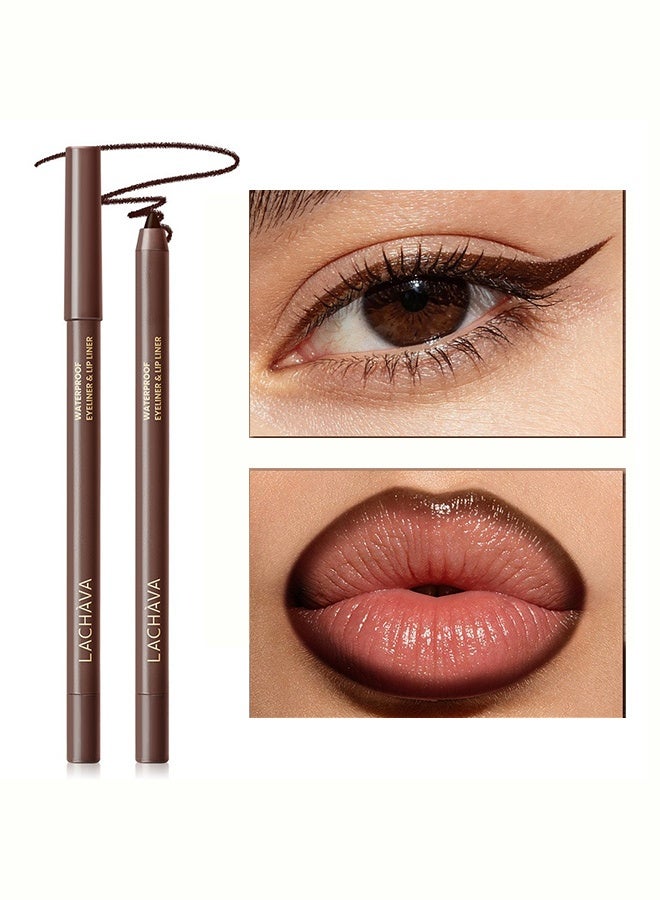 LACHAVA Waterproof eyeliner and lip liner pen, smooth formula dual-purpose makeup brush, long-lasting and anti-fading for both eyes and lips, 04 deep cherry - Image 1