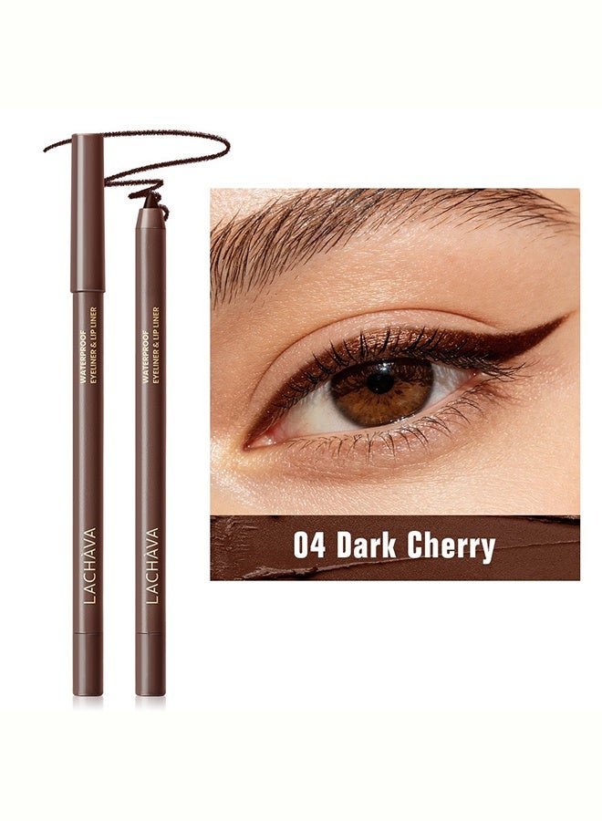 LACHAVA Waterproof eyeliner and lip liner pen, smooth formula dual-purpose makeup brush, long-lasting and anti-fading for both eyes and lips, 04 deep cherry - Image 2