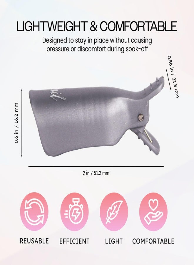 Pana 10Pcs Reusable Acrylic Nail Soak Treatment UV Gel Polish Remover Clip Cap Manicure Tool (Silver Color) - Image 3
