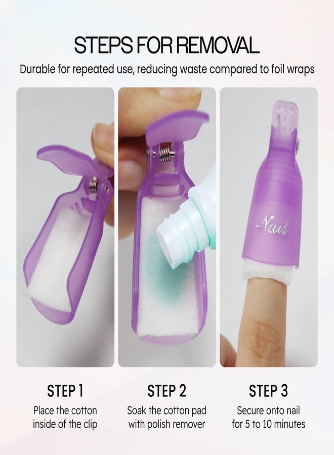 Pana 10Pcs Reusable Acrylic Nail Soak Treatment UV Gel Polish Remover Clip Cap Manicure Tool (Silver Color) - Image 5