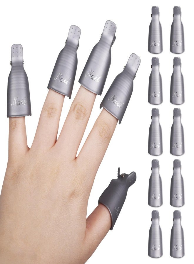 Pana 10Pcs Reusable Acrylic Nail Soak Treatment UV Gel Polish Remover Clip Cap Manicure Tool (Silver Color) - Image 1