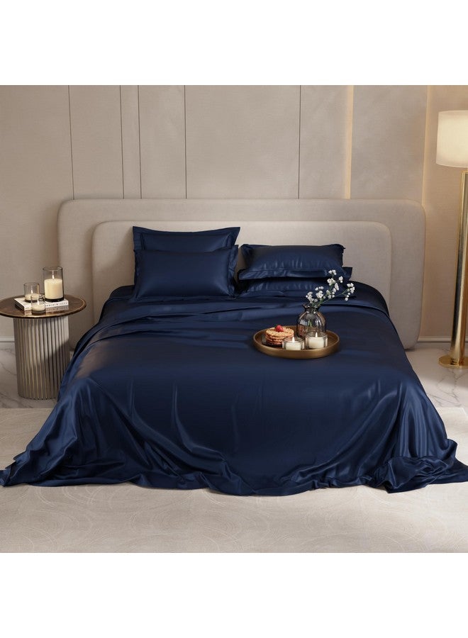 Stoa Paris 300 Tc Satin Bedsheet Super King Size Bed with Pillow Covers, Premium Ultra Satin Bedding Set, Gifts for Couples, Wedding, Bedroom Home Furnishing, Date Night Collection - Mystique Blue - Image 3