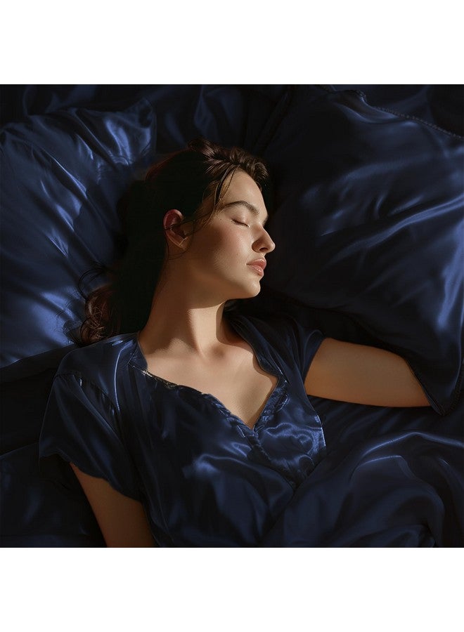 Stoa Paris 300 Tc Satin Bedsheet Super King Size Bed with Pillow Covers, Premium Ultra Satin Bedding Set, Gifts for Couples, Wedding, Bedroom Home Furnishing, Date Night Collection - Mystique Blue - Image 2