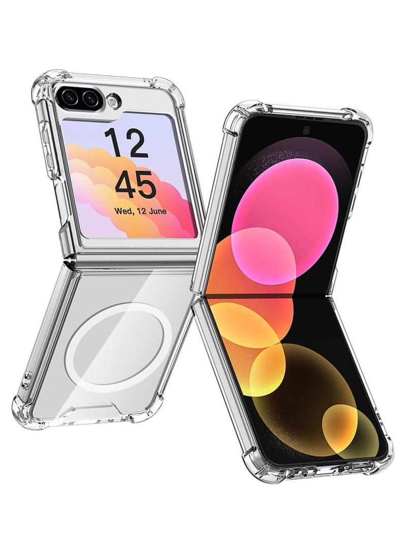 DUSALA Case for Samsung Galaxy Z Flip 6 Clear Case,Compatible with MagSafe Transparent Shockproof Protection Yellowing Resistant Magnetic Phone Case for Galaxy Z Flip 6 5G - Image 1