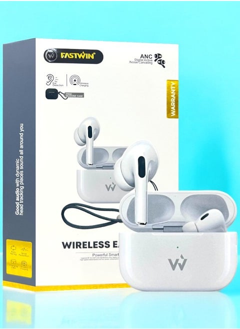 Original Bluetooth headset from Fastwin, a wireless Bluetooth headset that supports wireless charging, features clear sound and noise isolation, works on all mobile phones such as iPhone, Galaxy, Huawei