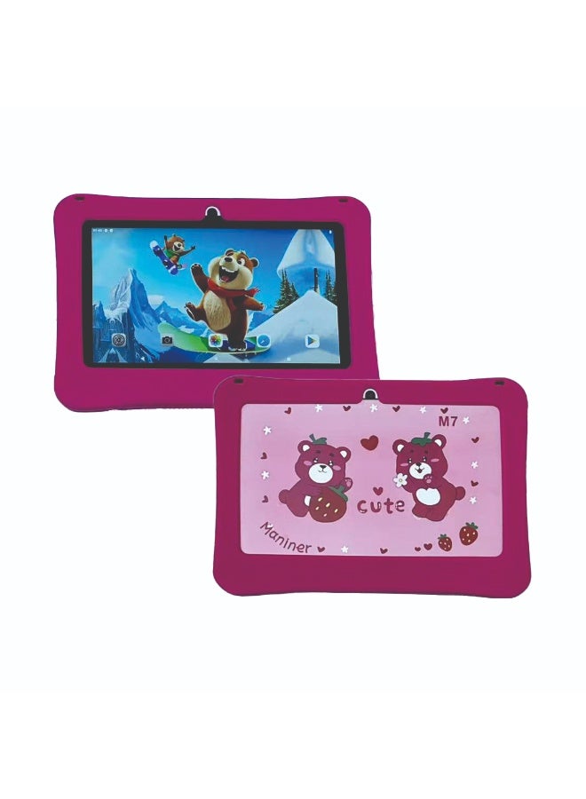 Torima MANİNER M7 Kids Tablet 7″ HD – Wi-Fi, Parental Controls, Dual Cameras, Expandable Storage, Child-Friendly Silicone Case – Rose Red - Image 1