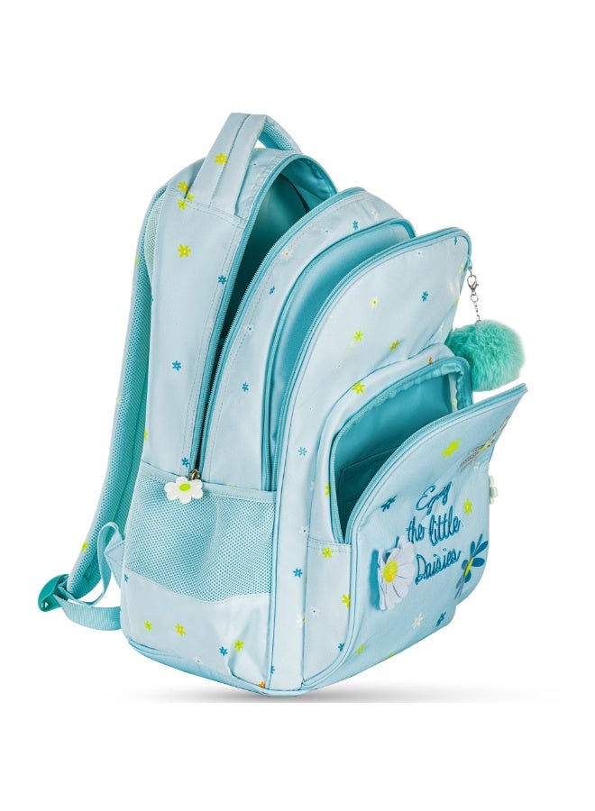 Eazy Kids حقيبة مدرسية للأطفال 17 بوصة مجموعة من 3 مع حقيبة غداء وحقيبة أقلام - ديزي الصغيرة الخضراء - Image 4