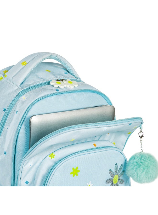 Eazy Kids حقيبة مدرسية للأطفال 17 بوصة مجموعة من 3 مع حقيبة غداء وحقيبة أقلام - ديزي الصغيرة الخضراء - Image 3