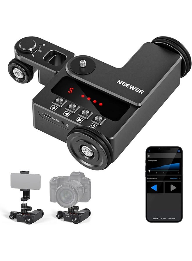 Neewer Neewer Motorized Camera Dolly Kit with App Control, Ultra Silent Motor, Compatible with iPhone Android Smartphone DSLR Camera, Max Load 6.6lb/3kg, DL200（for Smooth Floors and Desktops Only）  - Image 1
