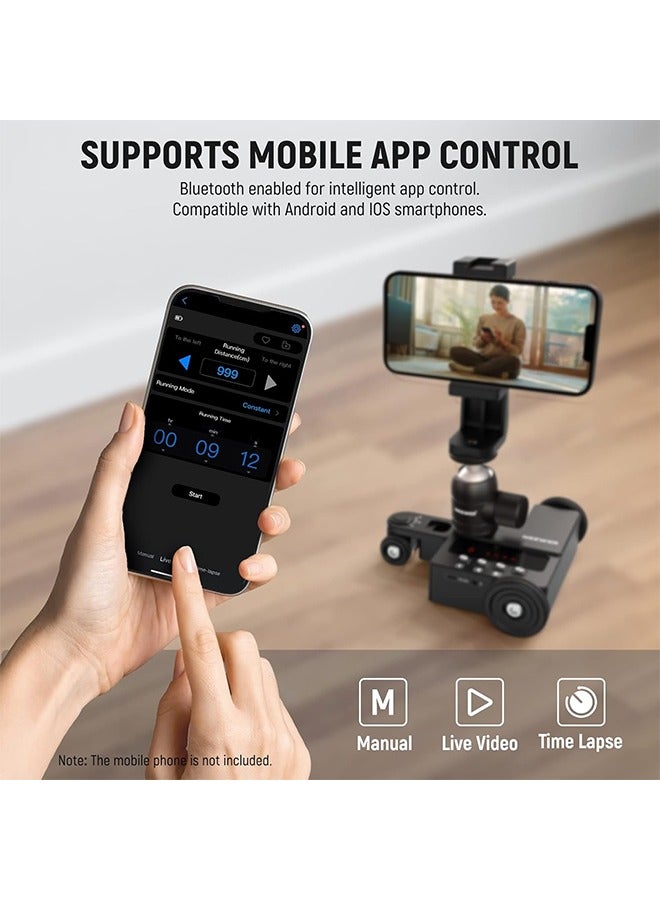Neewer Neewer Motorized Camera Dolly Kit with App Control, Ultra Silent Motor, Compatible with iPhone Android Smartphone DSLR Camera, Max Load 6.6lb/3kg, DL200（for Smooth Floors and Desktops Only）  - Image 2