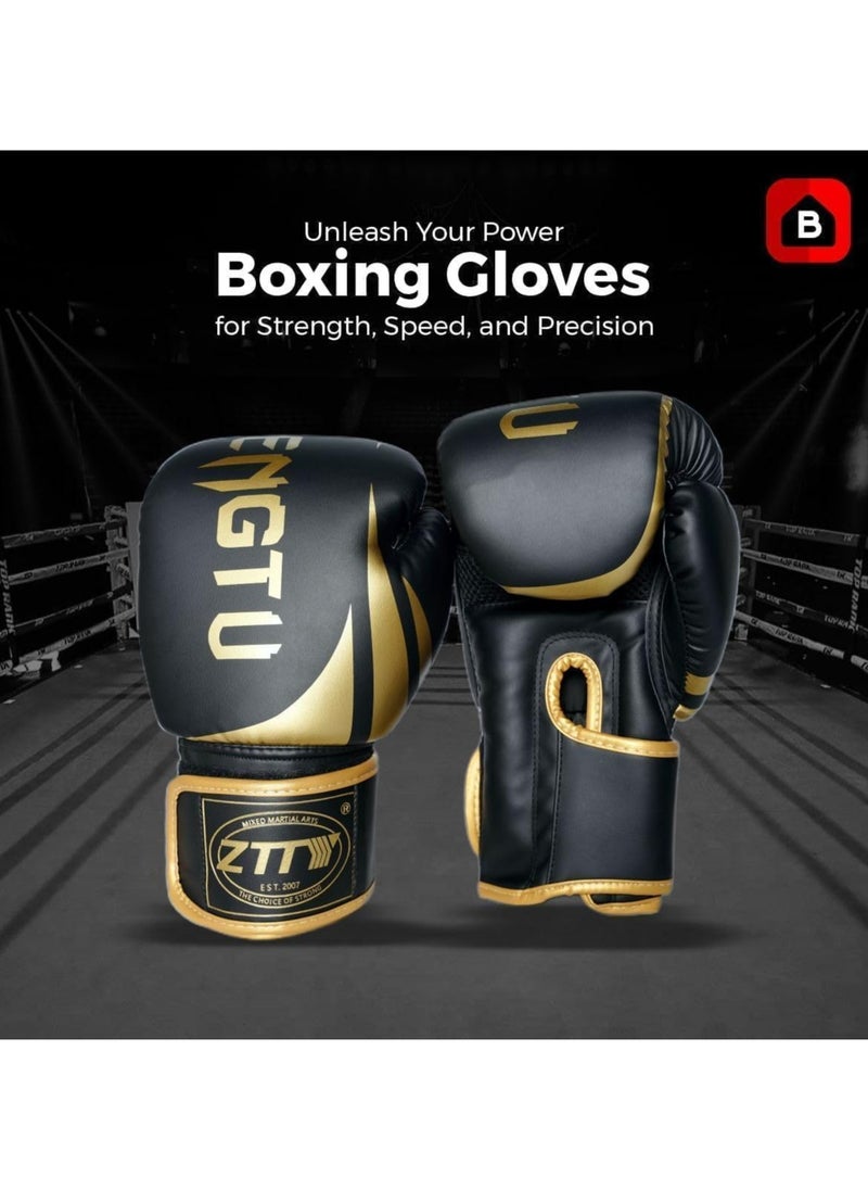Maanys Maanys Boxing Gloves for Men & Women | 10oz Pro Training & Sparring Gloves for Boxing, Muay Thai, Kickboxing & Martial Arts | Durable PU Leather with Ventilated Palm (Black, L)  - Image 4