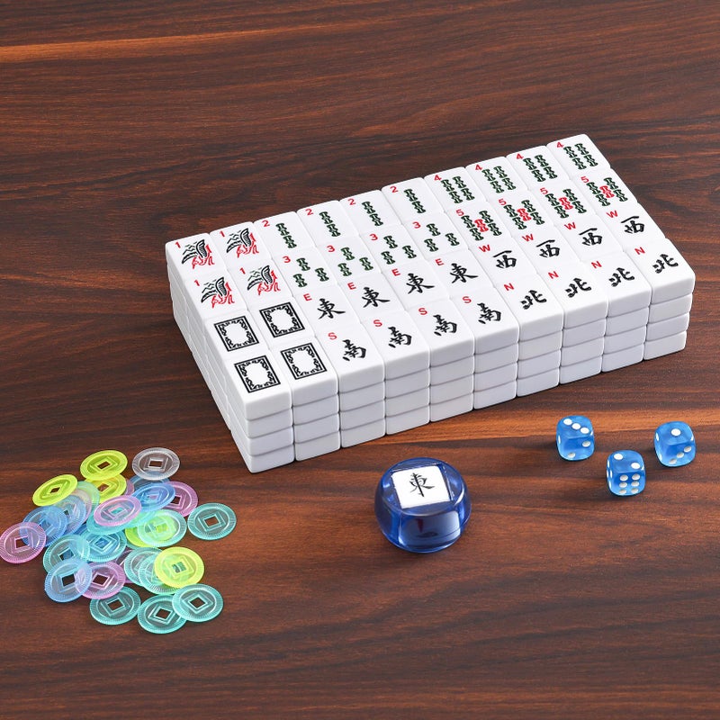 ZGME American Mahjong Set,166 White Tiles with Blue Bag and Accessories,4 Transparent All-in-One Mahjong Racks with Pushers,Complete Mahjong Set - Image 5