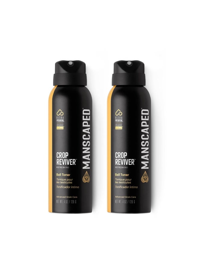 manscaped MANSCAPED® The Crop Reviver®, Hydrating & Refreshing Men's Body Toner Spray, Cooling Groin Spritz with Soothing Aloe Vera, Below-The-Waist Odor Neutralizer, 4 fl oz (2-Pack)