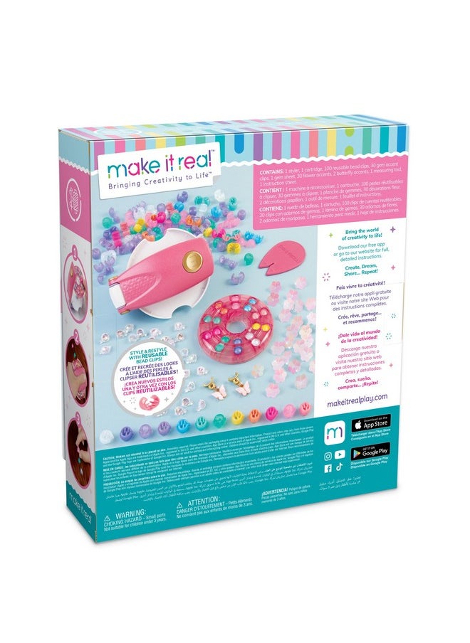 Make It Real Make It Real Snap N' Glam Hair Styling Set - Create Unique Styles with 100 Reusable Bead Clips, Gems & Accents - Great for All Hair Types - Easy to Use, Remove, and Reuse - Fun Gift for Girls Ages 8  - Image 2