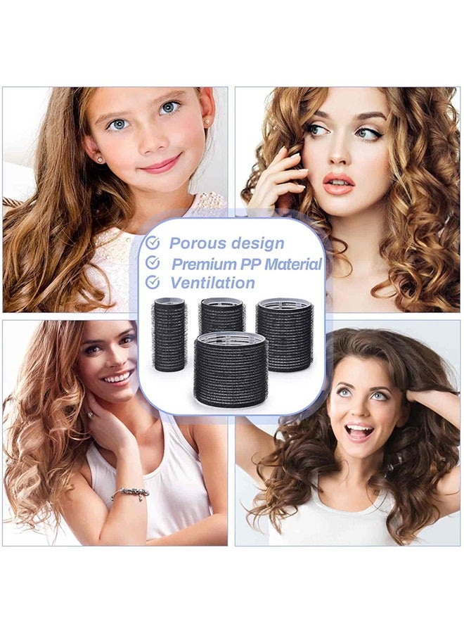 general 18PCS Self Grip Hair Rollers Curlers 3 Sizes Black Hair Roller 4.5in, 3.6in, 2.5in, Jumbo Curlers Roller for Long Medium Short Thick Fine Volume Bangs - Image 2