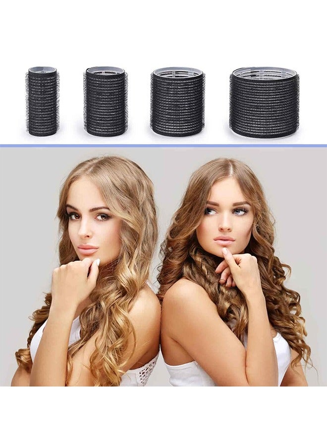 general 18PCS Self Grip Hair Rollers Curlers 3 Sizes Black Hair Roller 4.5in, 3.6in, 2.5in, Jumbo Curlers Roller for Long Medium Short Thick Fine Volume Bangs - Image 3