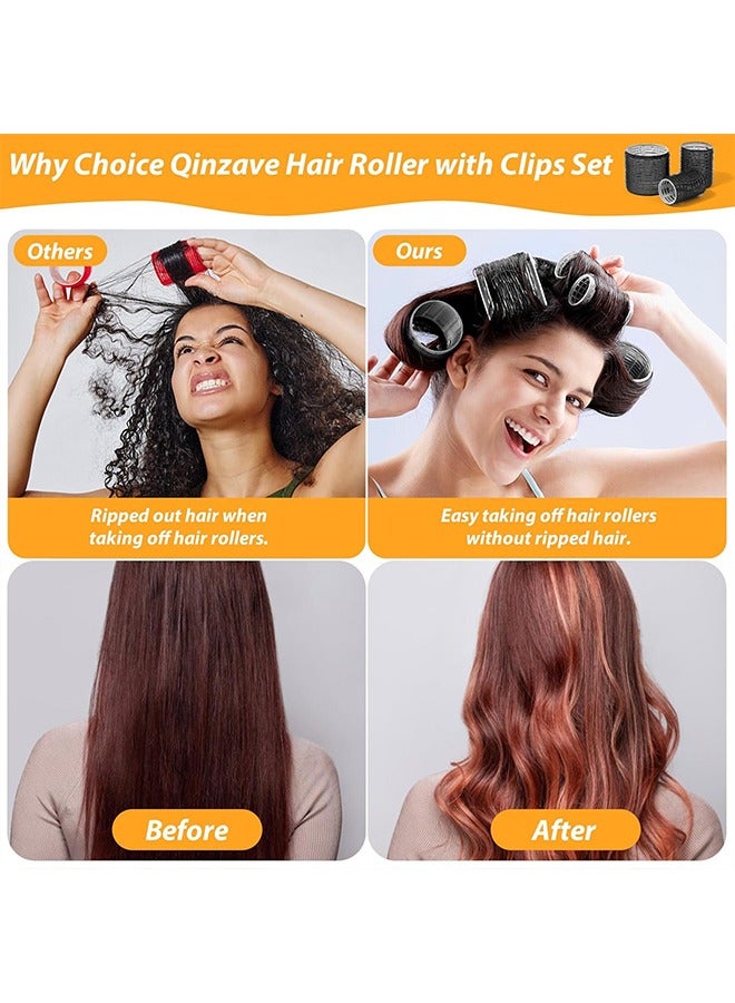 general 18PCS Self Grip Hair Rollers Curlers 3 Sizes Black Hair Roller 4.5in, 3.6in, 2.5in, Jumbo Curlers Roller for Long Medium Short Thick Fine Volume Bangs - Image 4