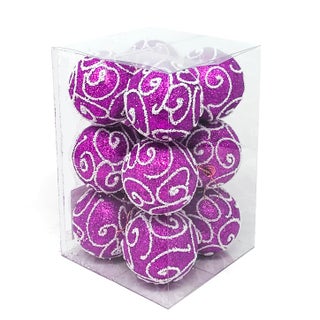 allgala 12 Pack 3 Inch Christmas Tree Ornament Balls-Glitter Decorated Foam Large Xmas Ball-Purple - pzsku/ZA049253F9733401A0303Z/45/1752574767/561aba70-7fd2-4916-add8-f5bcdf0e0b1c