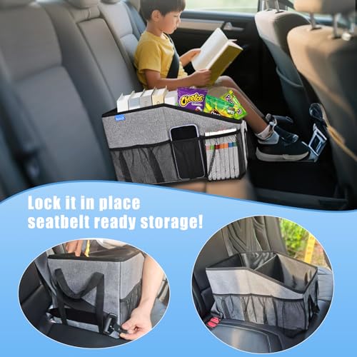 Smof Car Organizer- Car Seat Organizer for Front Seat Back Seat Between Seats, Foldable Car Storage Organizer for Kids Adults with Multi-Pockets-Car Organizers Backseat with Detachable Divider-Gray - Image 3