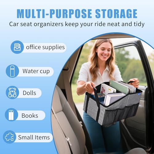 Smof Car Organizer- Car Seat Organizer for Front Seat Back Seat Between Seats, Foldable Car Storage Organizer for Kids Adults with Multi-Pockets-Car Organizers Backseat with Detachable Divider-Gray - Image 4