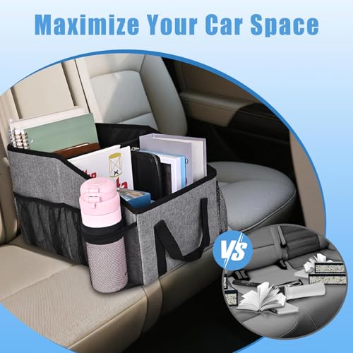 Smof Car Organizer- Car Seat Organizer for Front Seat Back Seat Between Seats, Foldable Car Storage Organizer for Kids Adults with Multi-Pockets-Car Organizers Backseat with Detachable Divider-Gray - Image 2