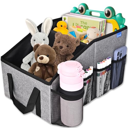 Smof Car Organizer- Car Seat Organizer for Front Seat Back Seat Between Seats, Foldable Car Storage Organizer for Kids Adults with Multi-Pockets-Car Organizers Backseat with Detachable Divider-Gray - Image 1