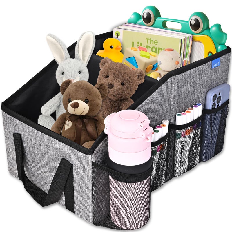 Smof Car Organizer- Car Seat Organizer for Front Seat Back Seat Between Seats, Foldable Car Storage Organizer for Kids Adults with Multi-Pockets-Car Organizers Backseat with Detachable Divider-Gray - Image 5