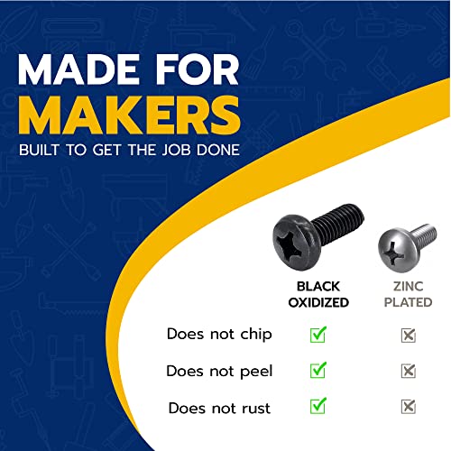MAKERS BOLT Black License Plate Screws for Lexus, Toyota, and Honda, Phillips Machine Pan Head 18-8, Stainless Steel, M6-1.0 x 16 mm Bolt (Pack of 4) - Image 4