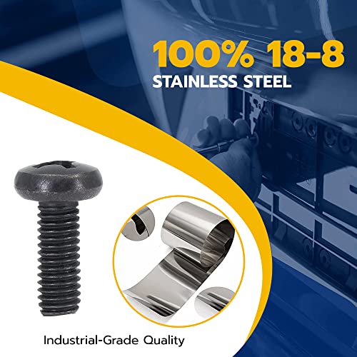 MAKERS BOLT Black License Plate Screws for Lexus, Toyota, and Honda, Phillips Machine Pan Head 18-8, Stainless Steel, M6-1.0 x 16 mm Bolt (Pack of 4) - Image 3