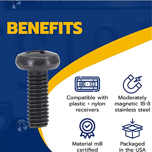 MAKERS BOLT Black License Plate Screws for Lexus, Toyota, and Honda, Phillips Machine Pan Head 18-8, Stainless Steel, M6-1.0 x 16 mm Bolt (Pack of 4) - Image 5