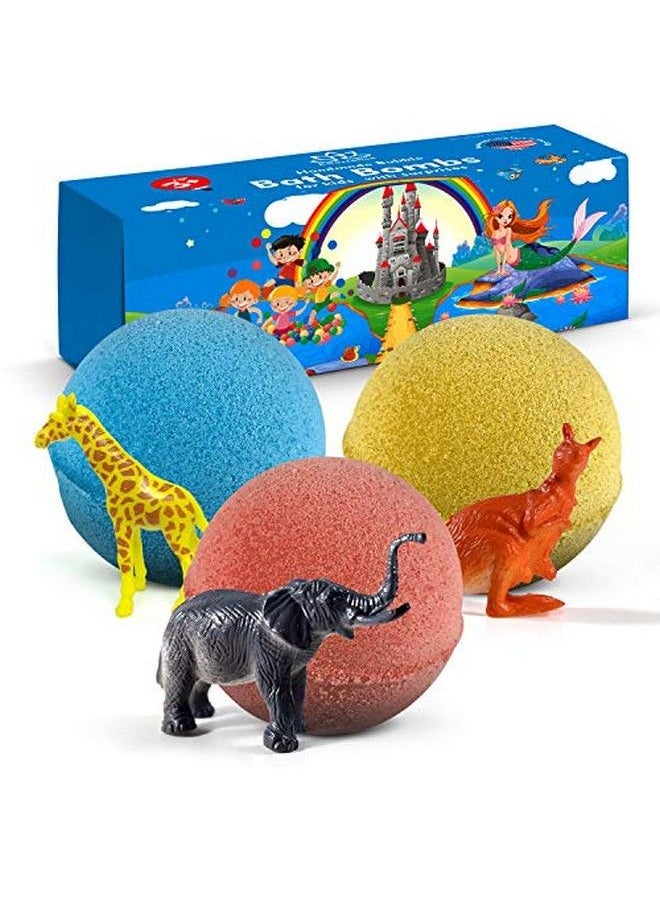 Relaxcation - 3 Handmade Bath Bombs For Kids With Wild Animals Toys Inside For Boys And Girls Big Size Toys Natural And Safe Bath Fizzies Great Gift Set For Boys And Girls - Image 1