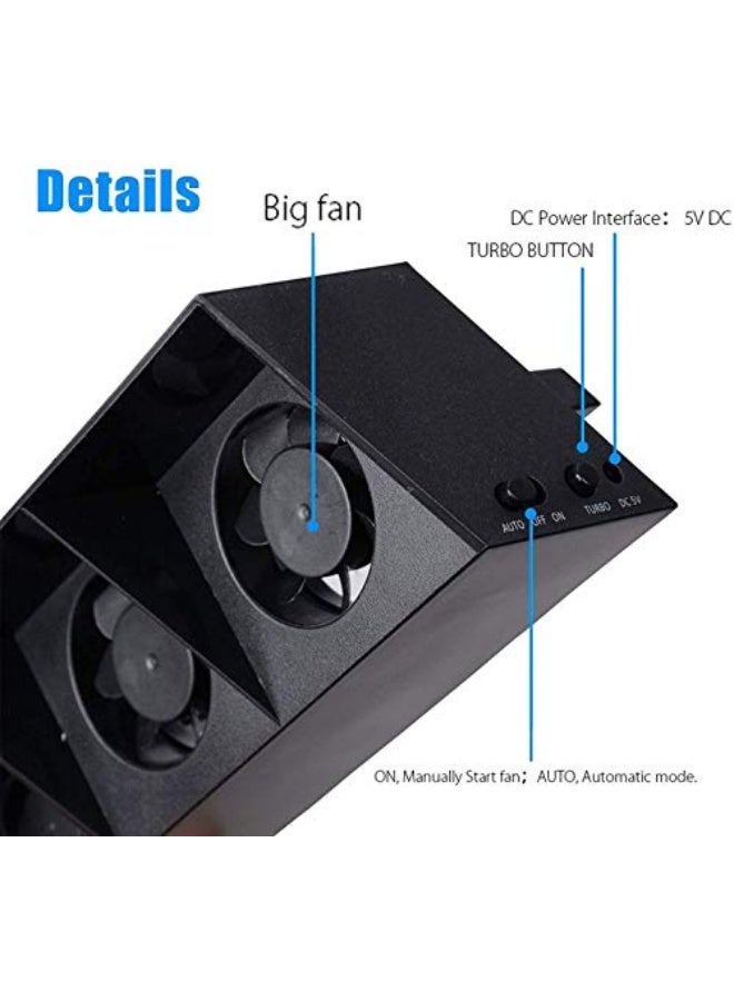 Linkhood Cooling Fan for PS4, USB External Cooler 5 Fan Turbo Temperature Control Cooling Fans for Sony Playstation 4 Gaming Console - Image 5