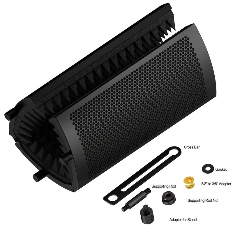 Audio Array AA-02 3-Panel Curved Isolation Shield with Insulation, Absorption & Reflection Filter | 3/8" and 5/8" Universal Mic Mount for Recording Studio, Podcasts, Singing & Broadcasting - Image 2