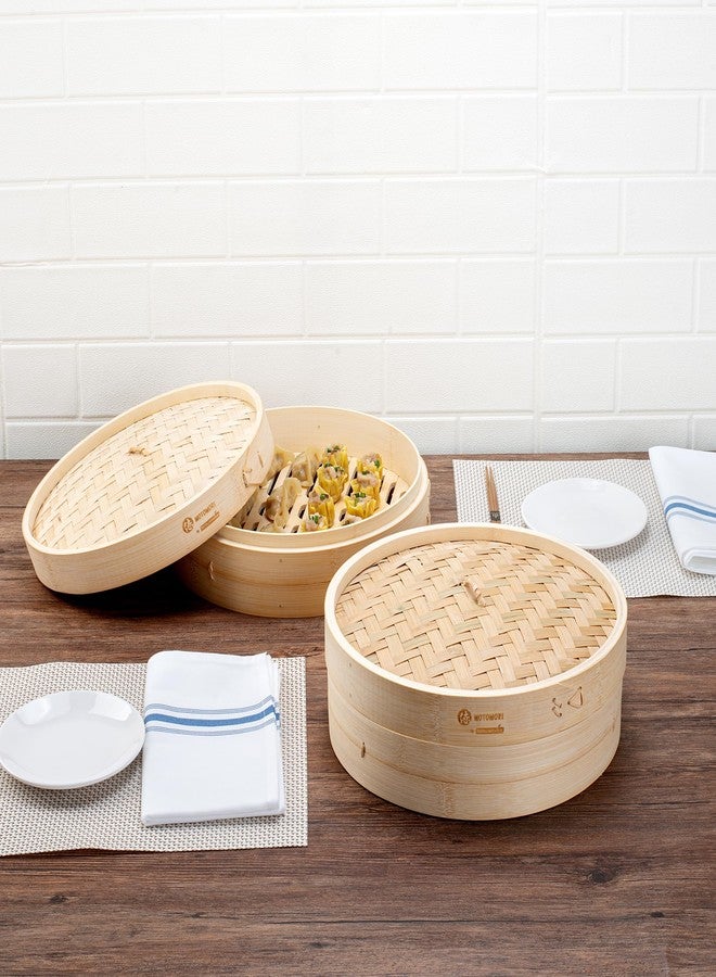 Restaurantware-Motomori 12 Inch Bamboo Steamer Set, 1 Reusable Dumpling Steamer - Includes 1 Lid And 1 Tier, Durable, Bamboo Asian Basket, For Steaming Vegetable, Meat, And More - Image 4