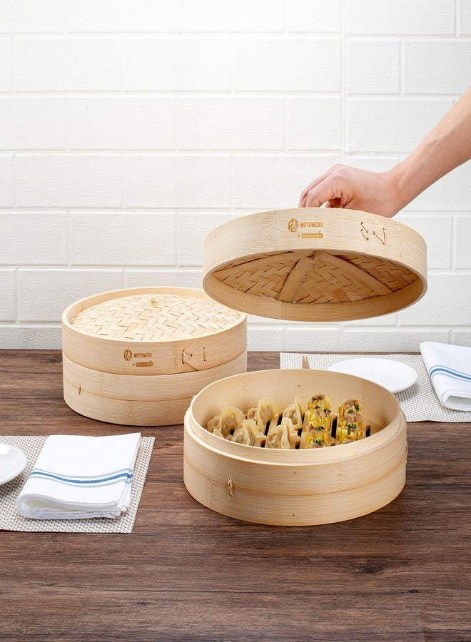 Restaurantware-Motomori 12 Inch Bamboo Steamer Set, 1 Reusable Dumpling Steamer - Includes 1 Lid And 1 Tier, Durable, Bamboo Asian Basket, For Steaming Vegetable, Meat, And More - Image 5