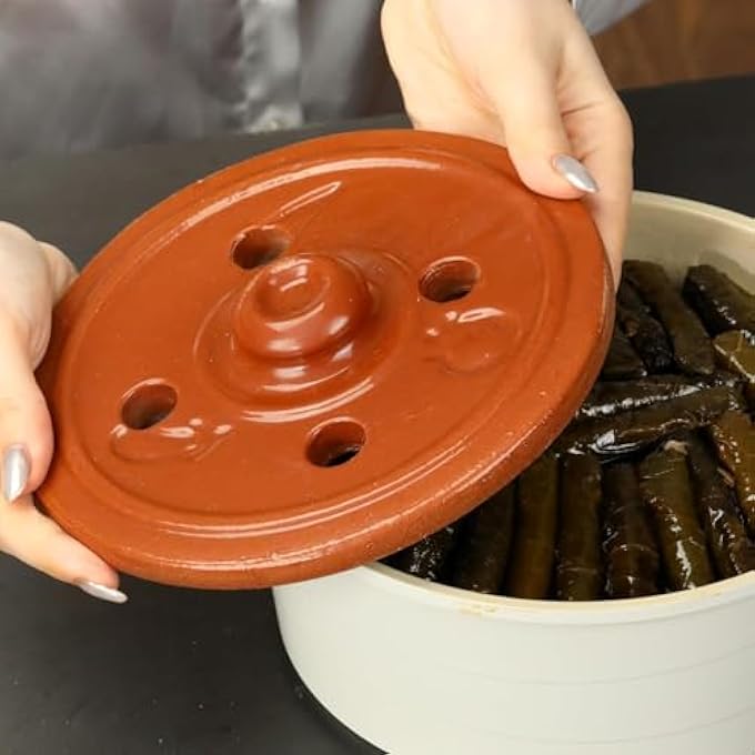 rayihni Handmade Terracotta Dolma LidUnglazed Clay Press For Grape Leaves And Stuffed Dishes Durable Natural Earthenware Available In 3 Sizes Large 28 Cm - Image 4