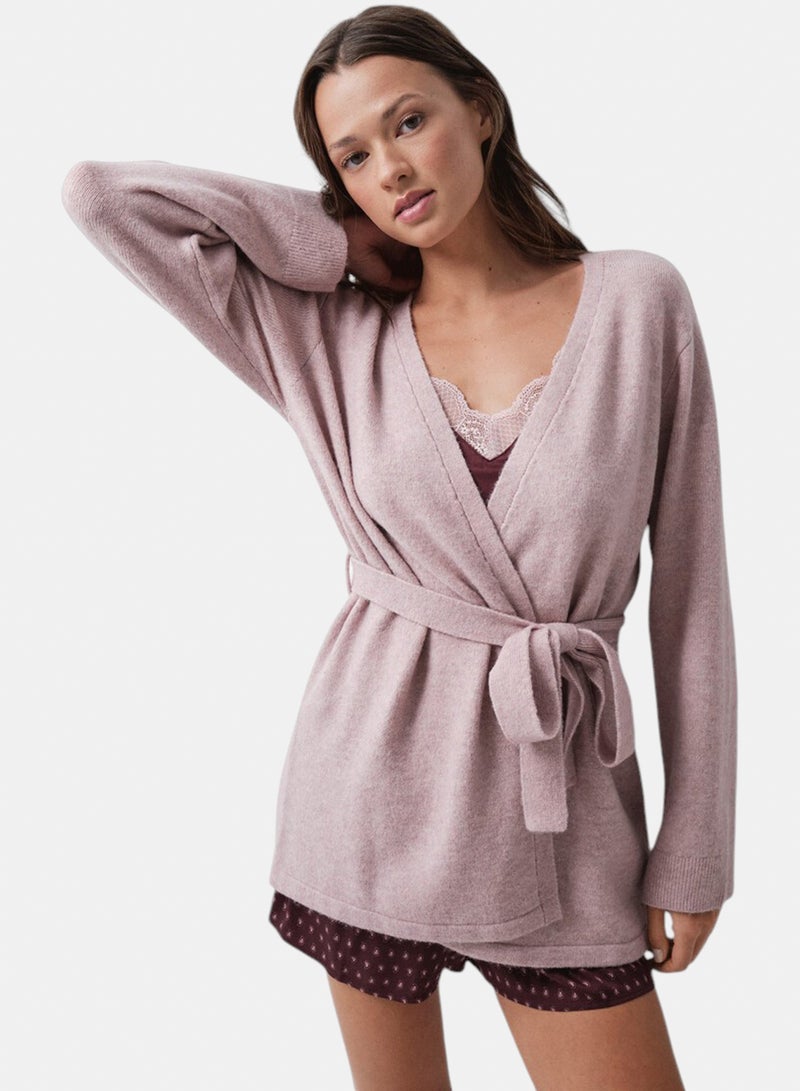 women'secret Short pink cardigan robe - Image 1