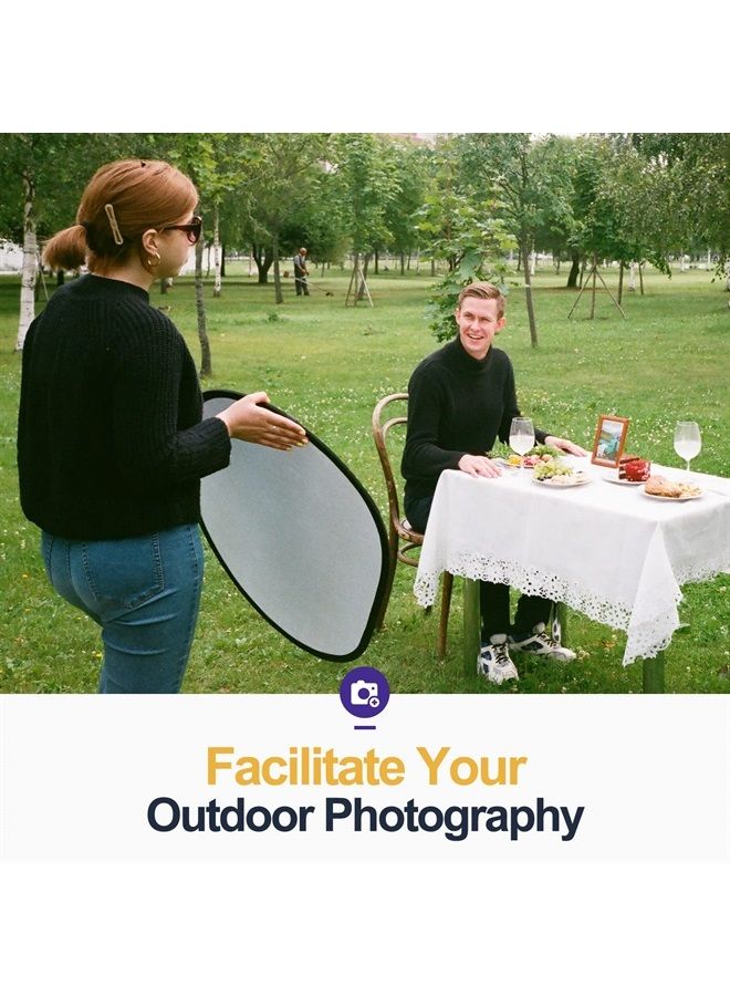 EMART 24'' (60cm) Light Reflectors 5 in 1 Photo Collapsible Photography Reflector with Bag - Portable Camera Light Reflector Photography Panel for Studio Video-Translucent, White, Silver,Gold,Black - Image 2