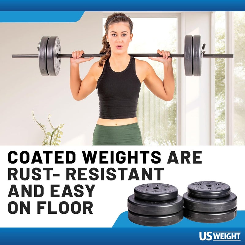 US Weight Barbell Set for home gym workout - Made in USA, Essential Home Gym Equipment for Strength Training - Image 4