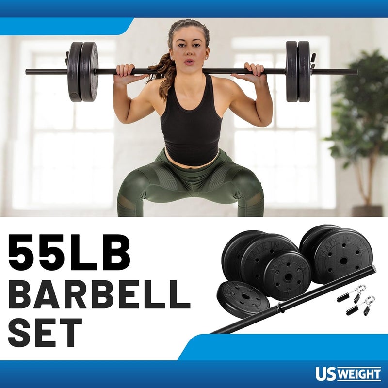 US Weight Barbell Set for home gym workout - Made in USA, Essential Home Gym Equipment for Strength Training - Image 5