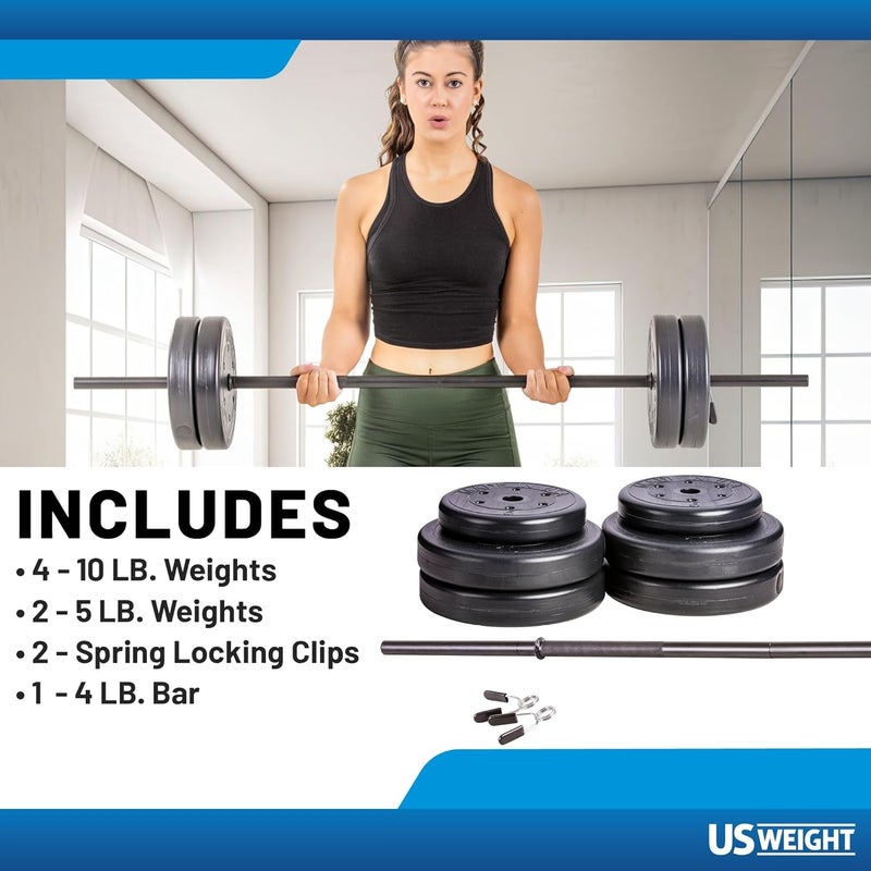 US Weight Barbell Set for home gym workout - Made in USA, Essential Home Gym Equipment for Strength Training - Image 2