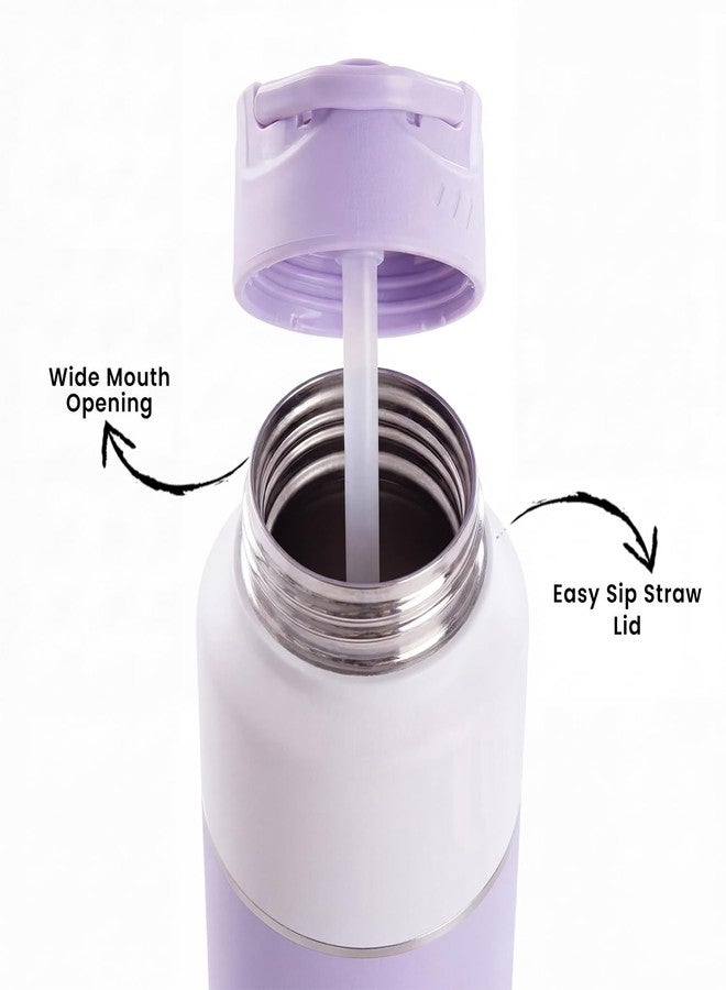Perch Stainless Steel Sipper Water Bottle 1 LTR with Straw Cleaner | Single Wall Fridge Bottle| For Home, School, Office, Gym, Travel | Lightweight | BPA Free, Magic 1000ml | Set of 2 (Purple & Black) - Image 4