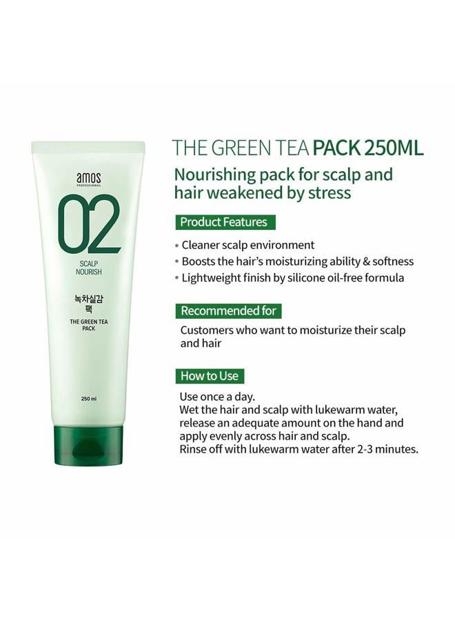 amos PROFESSIONAL عبوة الشاي الأخضر 8.45 أونصة (250 مل) | بلسم مغذي ومرطب عميق لنمو الشعر | علامة تجارية كورية لصالونات الشعر - Image 2