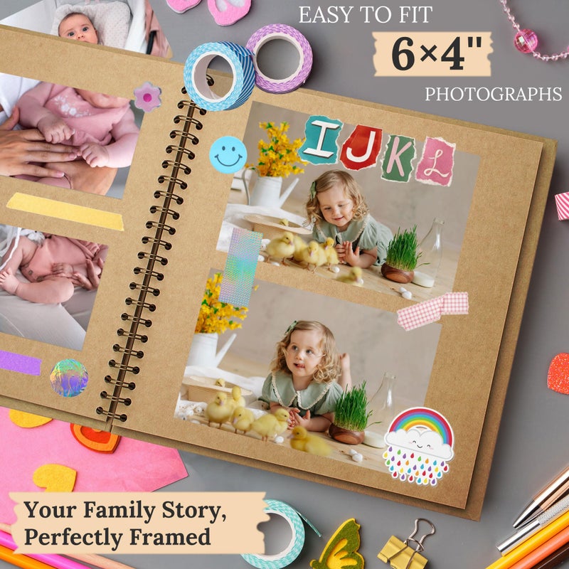 Hiwhy Scrapbook 10x10 Inch DIY Scrapbook Album Hardcover Kraft Paper Scrap Book Photo Albums 40 Pages Perfect for 4x6 / 5x7 Photos Memory Book for Family, Wedding - Image 5